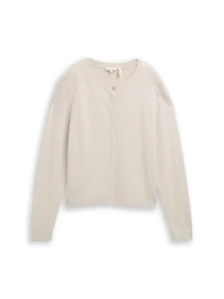 Tom Tailor - Cardigan mit verdeckter Knopfleiste sand stone beige melange - Gr. - S
