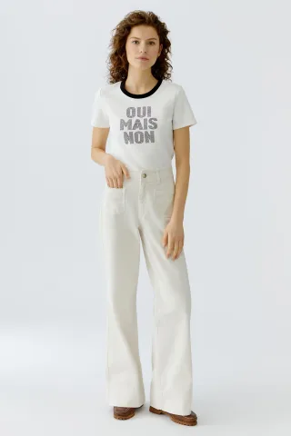 Oui - T-Shirt white black - Gr. - 36