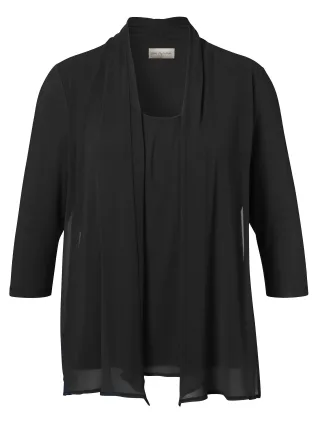 Via Appia - Bluse 2 in 1 Rundhals 3/4 Arm schwarz - Gr. - 42