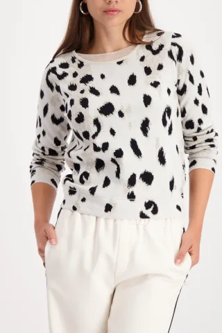 monari - Strickpullover mit Leopardenmuster off-white gemustert - Gr. - 38