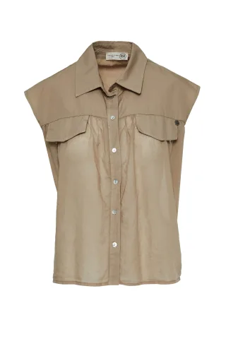 bsb - Bluse mit Knopfleiste braun - Gr. - S