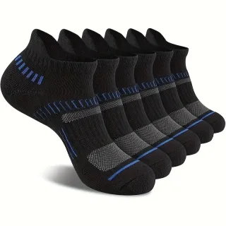 6 Pairs Men's Cotton Sports Ankle Socks Anti Odor Sweat Absorbent Breathable Outdoor Cycling Travel Athletic Short Socks