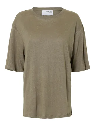 SELECTED WOMEN - SLFVILJA LINEN SS TEE - Gr. - M