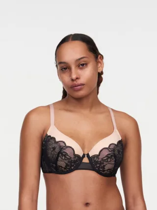 Chantelle Lingerie - MIDNIGHT FLOWERS Bedeckender T-Shirt-BH schwarz - Gr. - 80 B