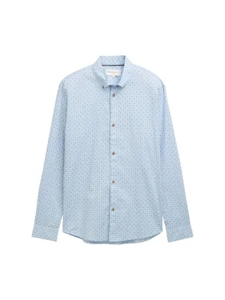 Denim Tom Tailor - Fitted Hemd mit Muster light blue navy minimal design - Gr. - L