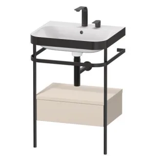 Duravit Happy D.2 Plus c-bonded Set mit Metallkonsole und Schubkasten Taupe Supermatt 575x490x850 mm HP4740E8383