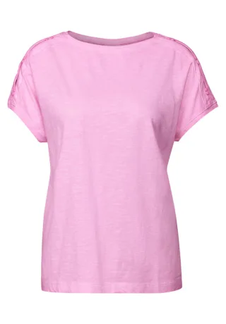 Cecil - T-Shirt mit Knopfdetail pink - Gr. - XS