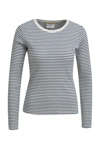 Smith&Soul - Fitted Rib Longsleeve Striped marine - Gr. - L