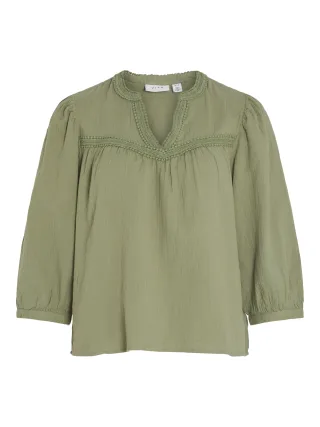 VILA - VIJILLO V-NECK 3/4 TOP oil green - Gr. - 38