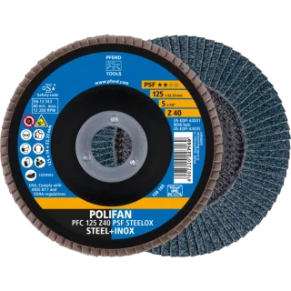 PFERD TOOLS POLIFAN Fächerscheibe PFC konisch Zirkonkorund Universallinie PSF STEELOX Stahl/Edelstahl - 67764125
