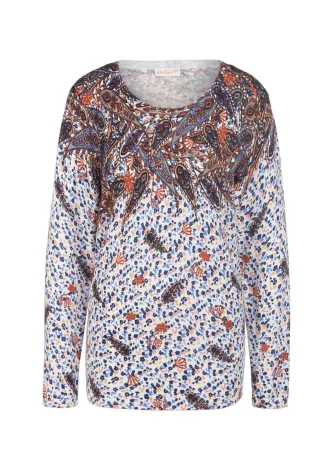 GOLDNER 2-in-1-Pullover "Kurzgröße Druckpullover mit ornamentalem Druck" Hochwertiger Druck in harmonischen Farben