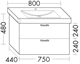 Burgbad Waschtischunterschrank Sys30 PG4 Sana 480x750x440 Eiche Tabak, WWMN075F3448 WWMN075F3448