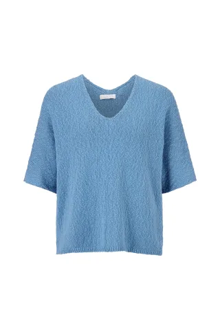 Rich & Royal - boxy V-neck french blue - Gr. - S