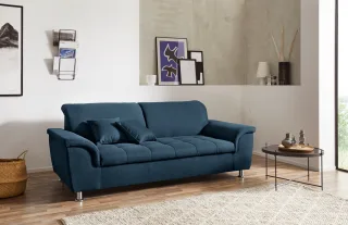 DOMO collection 2,5-Sitzer "Franzi, zeitlos und elegant, moderne Sitzheftung" wahlweise mit Kopfteilverstellung, inklusive Zierkissen