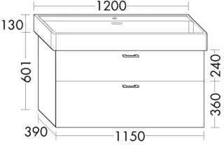 Burgbad Waschtischunterschrank Sys30 PG4 Sana 601x1150x390 Lichtgrau Hochglanz, WVZY115F3363 WVZY115F3363