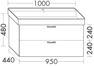 Burgbad Waschtischunterschrank Sys30 PG2 Echo 480x950x440 Anthrazit Hochglanz, WWMJ095F0945 WWMJ095F0945
