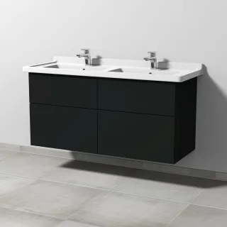 Sanipa 3way Waschtischunterbau zu Duravit Starck 3 Waschtisch mit 4 Auszügen, Vulkan-Matt SP7131V
