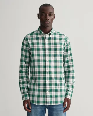GANT - Regular Fit Oxford-Hemd mit Karomuster mid green - Gr. - M