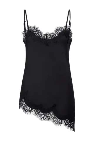 Rich & Royal - Satin top with lace black - Gr. - S