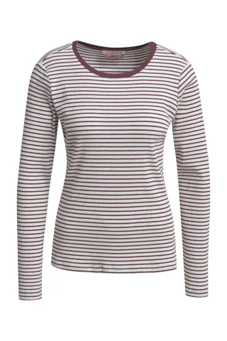 Smith&Soul - Rib Longsleeve Striped bordeaux - Gr. - XXL