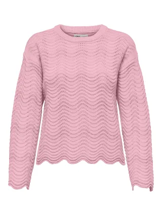 ONLY - ONLASA LS WAVE STRUCTURE O-NECK CC KNT Romance Rose - Gr. - L