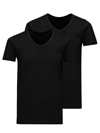 JACK&JONES - JACBASIC V-NECK TEE SS 2 PACK NOOS black - Gr. - XL