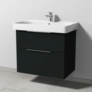 Sanipa 3way Waschtischunterbau zu Geberit Smyle Square Waschtisch mit 2 Auszügen, Vulkan-Matt UP6721V