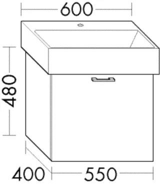 Burgbad Waschtischunterschrank Sys30 PG1 Aqua 480x550x400 Eiche Dekor Merino, WTU554AF2813 WTU554AF2813
