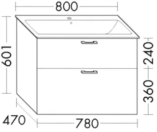 Burgbad Waschtischunterschrank Sys30 PG1 Aqua 601x780x470 Eiche Dekor Silber, WWCR078F6023 WWCR078F6023