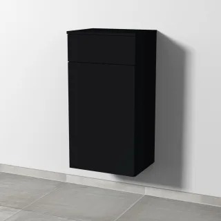 Sanipa 3way Mittelschrank mit 1 Auszug und 1 Wäschekorbklappe, Schwarz-Matt, SF15408 SF15408