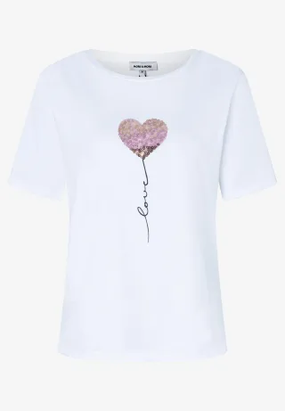 MORE & MORE - T-Shirt mit Pailletten-Herz weiß - Gr. - 36