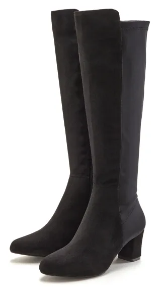 LASCANA Stiefel mit Stretcheinsatz und Langschaft, Stiefelette, Langer Stiefel VEGAN