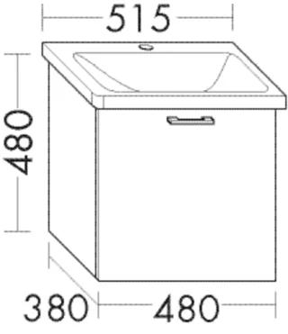 Burgbad Waschtischunterschrank Sys30 PG4 Sana 480x480x380 Eiche Schwarz, WVCC048F3449 WVCC048F3449