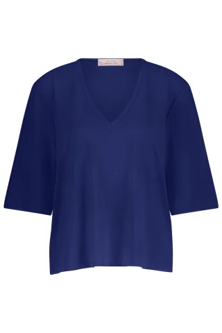 Studio Anneloes - Fiore vneck t-shirt ink blue - Gr. - S