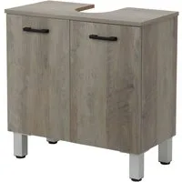 welltime Waschbeckenunterschrank Florenz,Breite 60cm, 2 Tür, 2 Fächer, mit Siphonausschnitt, MDF-Front in verschiedenen Farben erhältlich, Badmöbel, Badschrank, Kommode, Bad