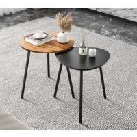 Simloveve Beistelltisch Couchtisch 2er Set aus MDF mit Pulver beschichteten Metallbeinen