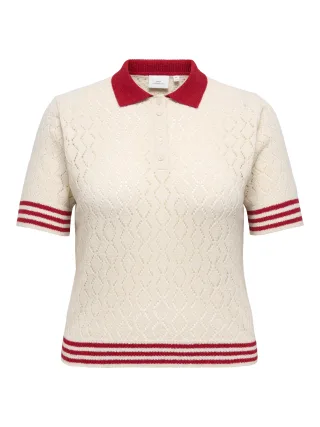 ONLY CARMAKOMA - CARSUNNY SS POINTELLE POLO KNT Birch - Gr. - 52