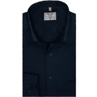 MARVELIS Businesshemd Comfort Fit, Dunkelblau, Bügelfrei, New Kent Kragen Regular Langarm 64cm, Bügelfrei, 100% Baumwolle