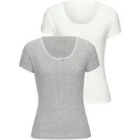Vivance T-Shirt Unterziehshirt (2er-Pack) aus feiner Pointelle-Ware mit Spitze, reine Baumwolle