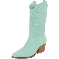 Ital-Design Stylische Stiefeletten mit filigranem Design und Komfort Westernstiefel (91409516) Blockabsatz Stiefel in Hellgrün