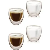 HAC24 Becher 4er Set Doppelwandiges Trinkglas Thermo Glas Kaffeetassen, Kunststoff, je 180 ml