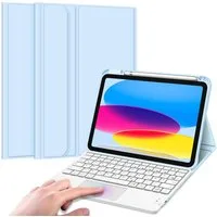 Fintie Tablet-Hülle für iPad 11. Generation 2025 11"(A16), iPad 10. Generation 2022 10.9", mit magnetischer Abnehmbarer Deutscher Touchpad Tastatur-QWERTZ Layout