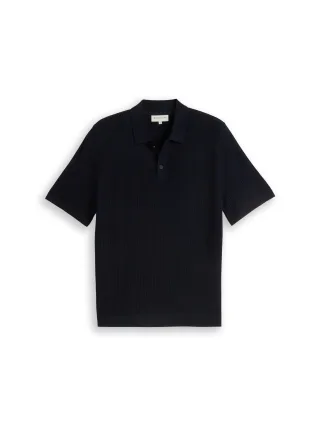 Tom Tailor - Strick-Poloshirt aus Baumwolle sky captain blue - Gr. - M