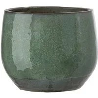 Dehner Übertopf Aquaris, handgefertigt, Keramik glasiert, grün, bauchiger Indoor Blumentopf mit besonderer Glasur