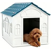 BlingBin Hundehütte Hundehaus mit Satteldach, wetterfest Kleintierhaus für Hunde, Hundehütte Outdoor für mittelgroße Hunde unter 20 kg