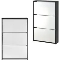 en.casa Schuhschrank »Vogar« mit 3 verspiegelten Türen 103x63x17 cm Schwarz