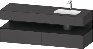 Duravit Qatego Einbauwaschtisch mit Konsolenwaschtischunterbau Graphit Matt 1600x550x600 mm - QA4796 QA4796016490000
