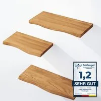 LAMO Manufaktur Wandregal LAMO Manufaktur 3 Stück Wandregal aus Holz 42/36/30cm, Schweberegal Massiv 100% Echtholz, Wandregale SET 1 Baumkante Farbe: Rustikal