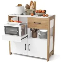 COSTWAY Küchenbuffet Küchenschrank mit Türen & Schubladen, Sideboard Holz