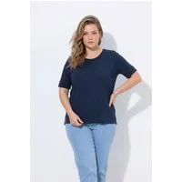 Ulla Popken T-Shirt T-Shirt Rippjersey Rundhals Halbarm Biobaumwolle